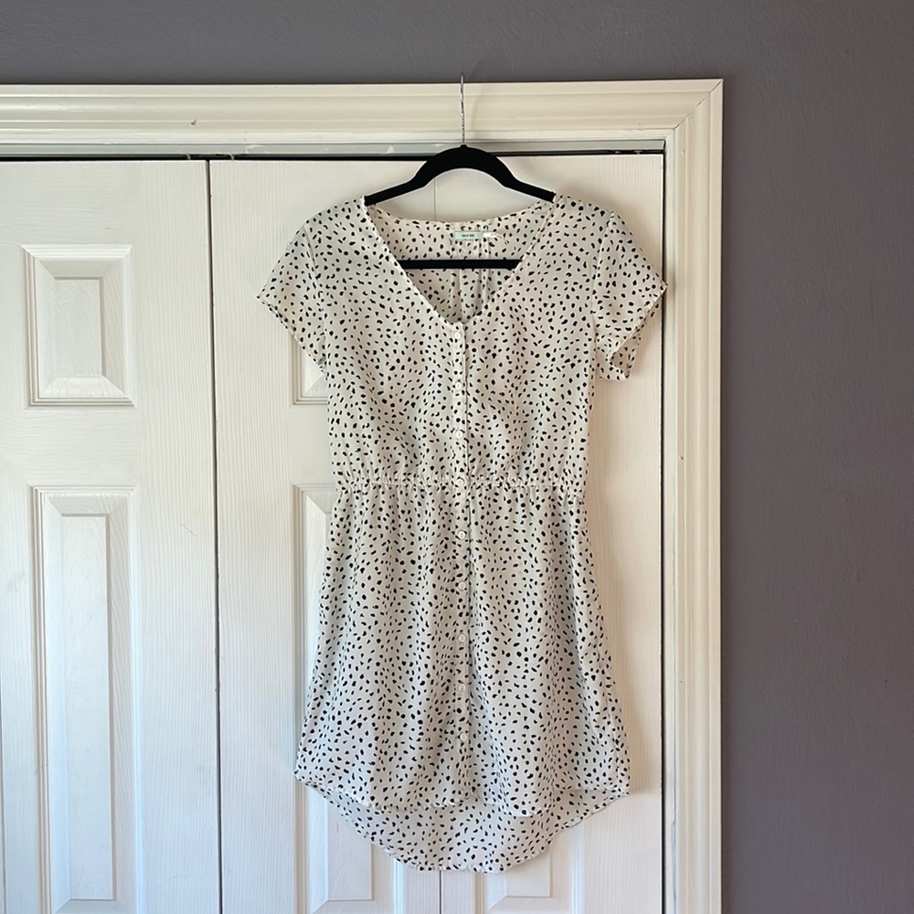 Kimchi blue white spotted sun dress with buttons down the front
